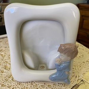 Porcelain Praying Little Boy picture frame